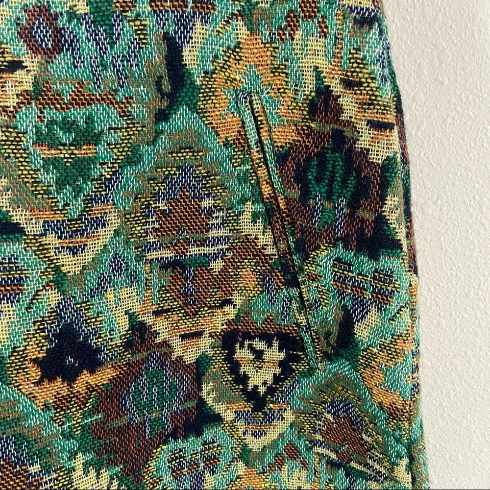 Zara Basic Tapestry Print High Waist Side Zip Wool Blend Mini Shorts Sz M NWT - Picture 2 of 9